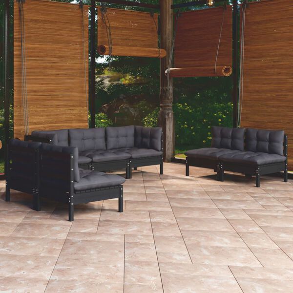 vidaXL 7 pcs conjunto lounge jardim c/ almofad&otilde;es pinho maci&ccedil;o
