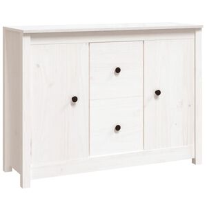 vidaXL Aparador 100x35x74 cm madeira de pinho maci&ccedil;a branco