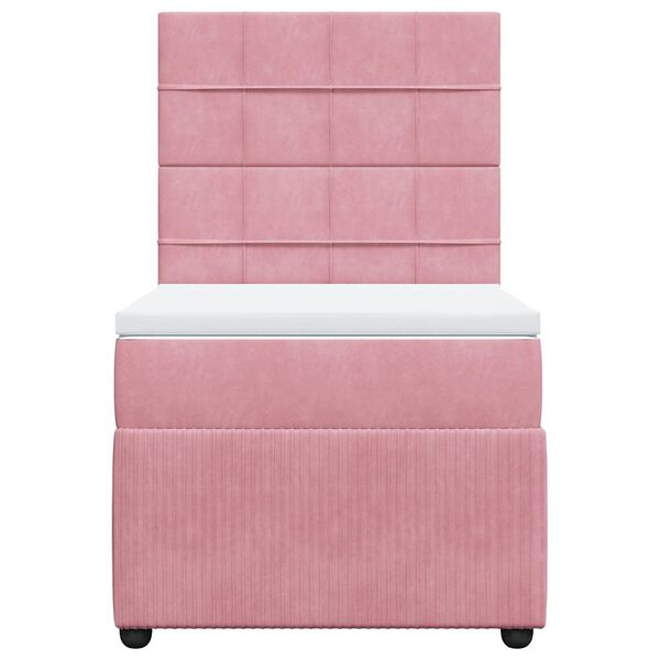 vidaXL Cama com molas/colch&atilde;o 90x190 cm veludo rosa