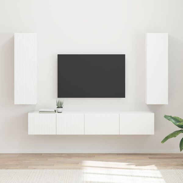 vidaXL Conjunto de m&oacute;vel de TV 3 pcs Branco Madeira processada