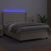 vidaXL Cama box spring c/ colch&atilde;o/LED 140x200cm couro artificial creme