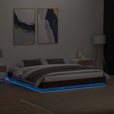 vidaXL Estrutura de cama com luzes LED 180x200 cm carvalho castanho