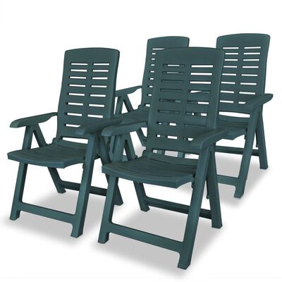 vidaXL Cadeiras de jardim reclináveis 4 pcs plástico verde