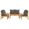 vidaXL 5 pcs conjunto lounge de jardim c/ almofad&otilde;es ac&aacute;cia maci&ccedil;a