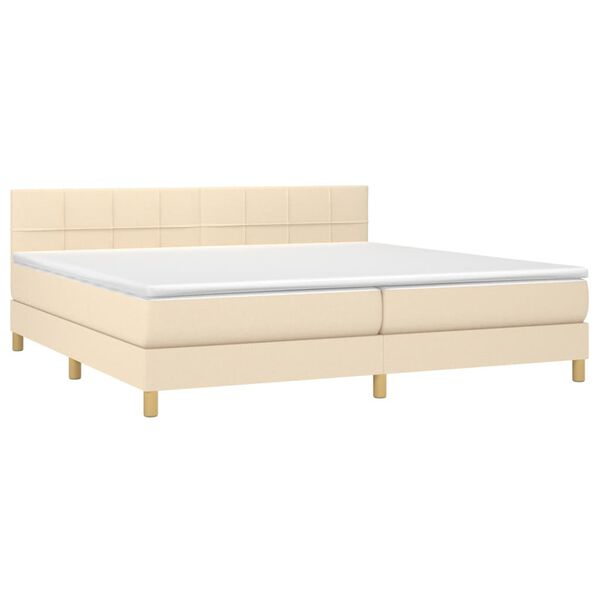 vidaXL Cama box spring c/ colch&atilde;o e LED 200x200 cm tecido cor creme