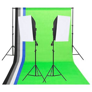 vidaXL Kit de ilumina&ccedil;&atilde;o para est&uacute;dio com fundos e softboxes