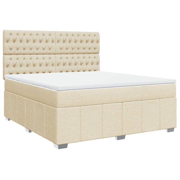 vidaXL Cama com molas/colch&atilde;o 180x200 cm tecido cor creme
