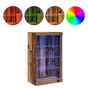 vidaXL Aparador LED Madeira antiga 60,5 x 37 x 100 cm