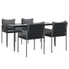 vidaXL 5 pcs conjunto de jantar p/ jardim c/ almofad&otilde;es vime PE e a&ccedil;o