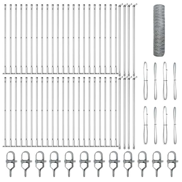 vidaXL Poste de Cerca Prateado 100 x 1 m (malha de 50 mm) A&ccedil;o