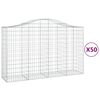 vidaXL Cestos gabi&atilde;o arqueados 50 pcs 200x50x120/140 ferro galvanizado