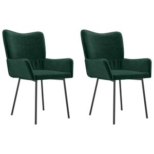 vidaXL Cadeiras de jantar 2 pcs veludo verde-escuro