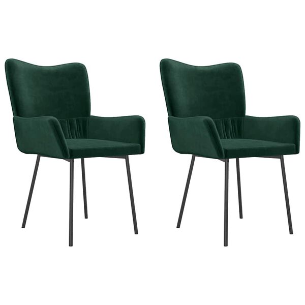 vidaXL Cadeiras de jantar 2 pcs veludo verde-escuro