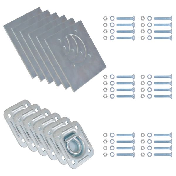 vidaXL An&eacute;is de fixa&ccedil;&atilde;o para atrelados 6 pcs a&ccedil;o galvanizado 2000 kg