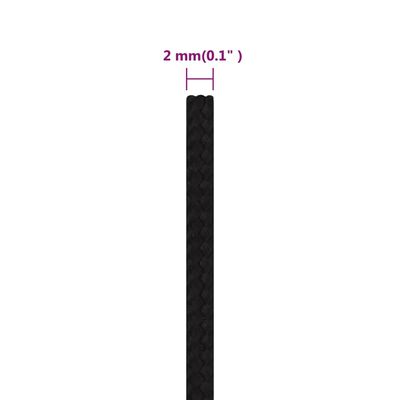 vidaXL Corda de trabalho 2 mm 25 m poliéster preto