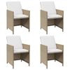 vidaXL Cadeiras de jantar p/ jardim com almofad&otilde;es 4 pcs vime PE bege