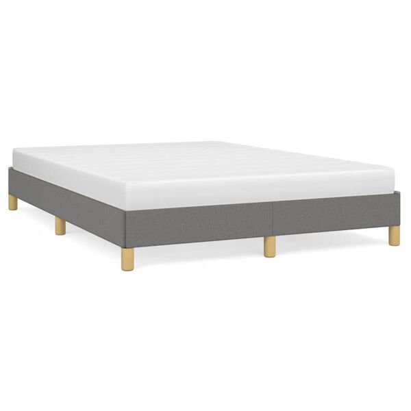vidaXL Estrutura de cama sem colch&atilde;o 160x200 cm tecido cinzento-escuro
