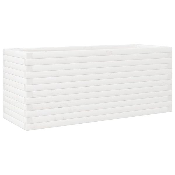 vidaXL Vaso/floreira de jardim 110x40x46cm madeira pinho maci&ccedil;a branco