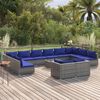 vidaXL 13 pcs conjunto lounge de jardim c/ almofad&otilde;es vime PE cinzento