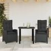 vidaXL 5 pcs conjunto de jantar p/ jardim c/ almofadões vime PE preto