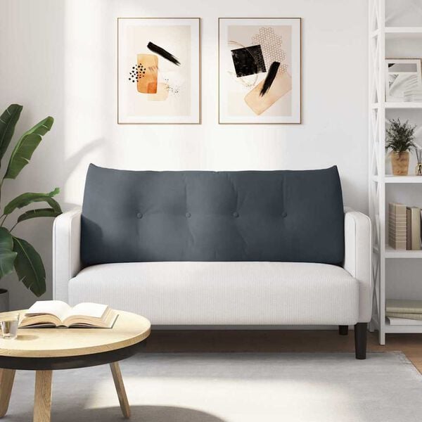 vidaXL Travesseiro para Costas Cinza Escuro 120 x 24 x 50 cm Veludo