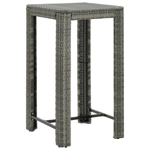 vidaXL Mesa de bar para jardim 60,5x60,5x110,5 cm vime PE cinzento