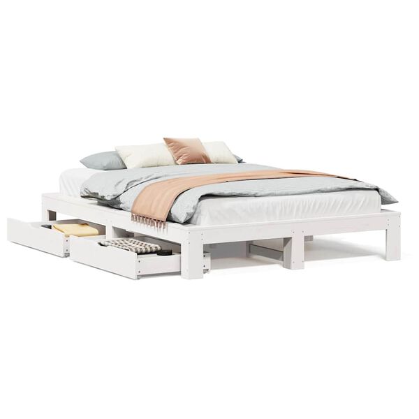 vidaXL Cama sem colchão 150x200 cm madeira de pinho maciça branco