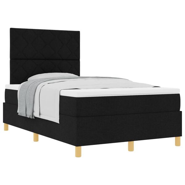 vidaXL Cama Box com colch&atilde;o com cabeceira Preto 120 x 190 cm tecido