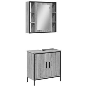 vidaXL 2 pcs conjunto m&oacute;veis WC derivados de madeira sonoma cinza