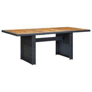 vidaXL Mesa de jardim vime PE/madeira ac&aacute;cia maci&ccedil;a cinzento-escuro
