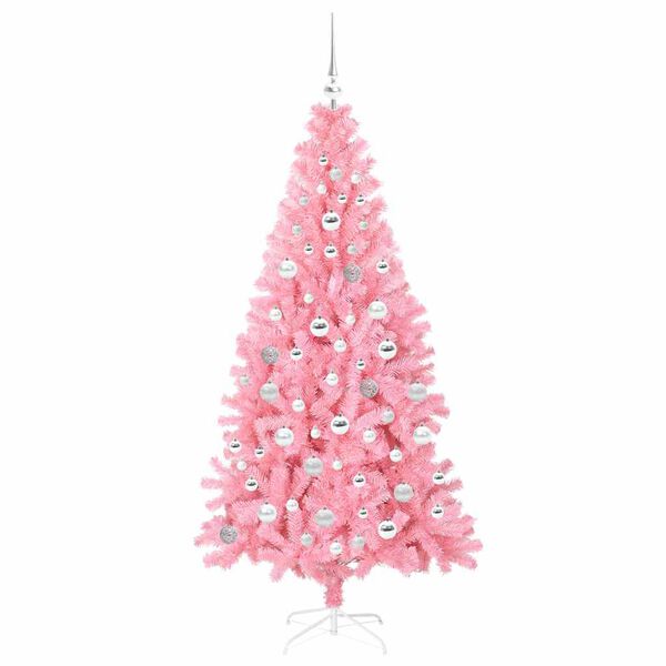 vidaXL &Aacute;rvore de Natal com 300 LEDs com suporte Rosa 180 cm PVC