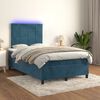 vidaXL Cama box spring c/ colch&atilde;o/LED 120x200 cm veludo azul-escuro