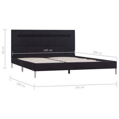 vidaXL Estrutura de cama com LED 140x200 cm tecido preto