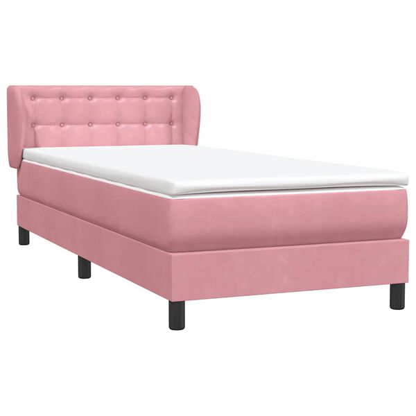vidaXL Cama com molas/colch&atilde;o rosa 90x220 cm veludo