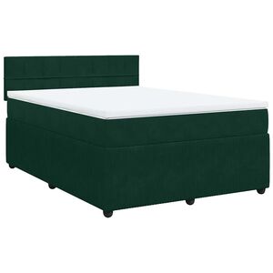 vidaXL Cama com molas/colch&atilde;o 140x190 cm veludo verde-escuro