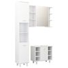 vidaXL 3 pcs conj. m&oacute;veis casa de banho contraplacado branco brilhante