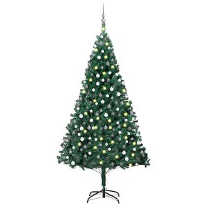 vidaXL &Aacute;rvore Natal artificial pr&eacute;-iluminada c/ bolas 240 cm verde