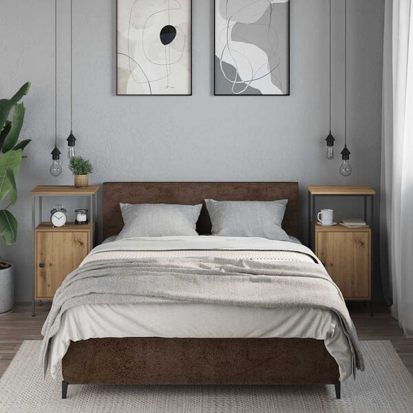 vidaXL Mesas de cabeceira 2pcs derivados de madeira carvalho artisiano