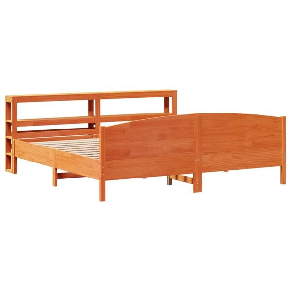 vidaXL Cama sem colch&atilde;o 200x200 cm pinho maci&ccedil;o castanho-mel
