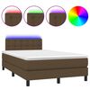 vidaXL Cama box spring c/ colch&atilde;o/LED 120x200cm tecido castanho-escuro
