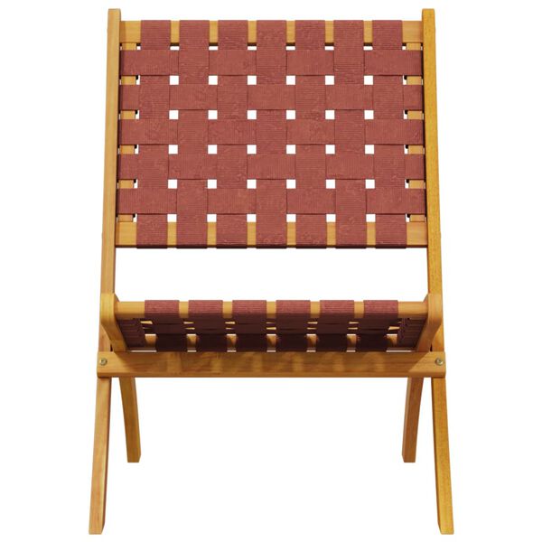 vidaXL Cadeiras de jardim dobr&aacute;veis 2pcs ac&aacute;cia maci&ccedil;a/tecido vermelho