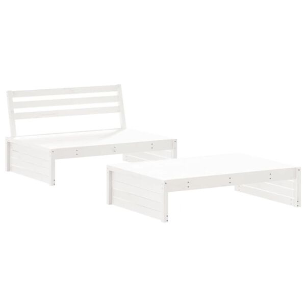 vidaXL 2pcs conjunto lounge jardim c/ almofadões madeira maciça branco