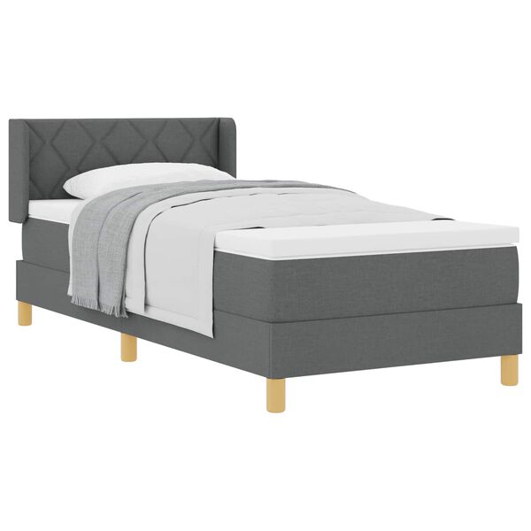 vidaXL Cama Box com colch&atilde;o Cinza Escuro 200 x 100 cm Poli&eacute;ster
