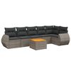 vidaXL 7 pcs conjunto sof&aacute;s p/ jardim c/ almofad&otilde;es vime PE cinzento