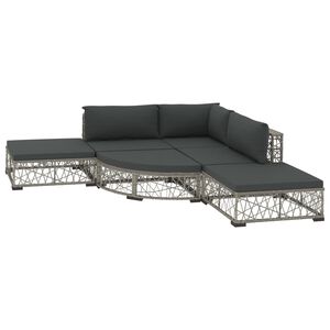 vidaXL 6 pcs conjunto lounge de jardim c/ almofad&otilde;es vime PE cinzento