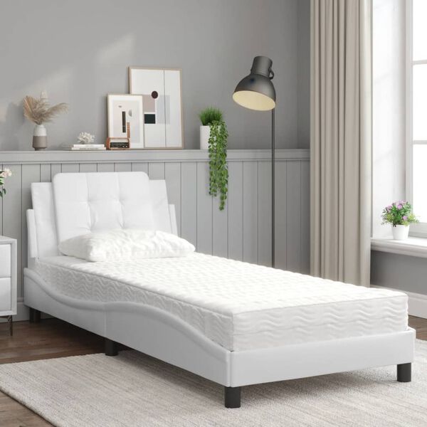 vidaXL Estrutura de cama sem colchão Zadar 90x190 cm couro artificial branco