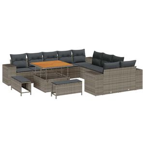 vidaXL Conjunto de Sof&aacute; de Jardim 13 unid. Cinzeto vime PE