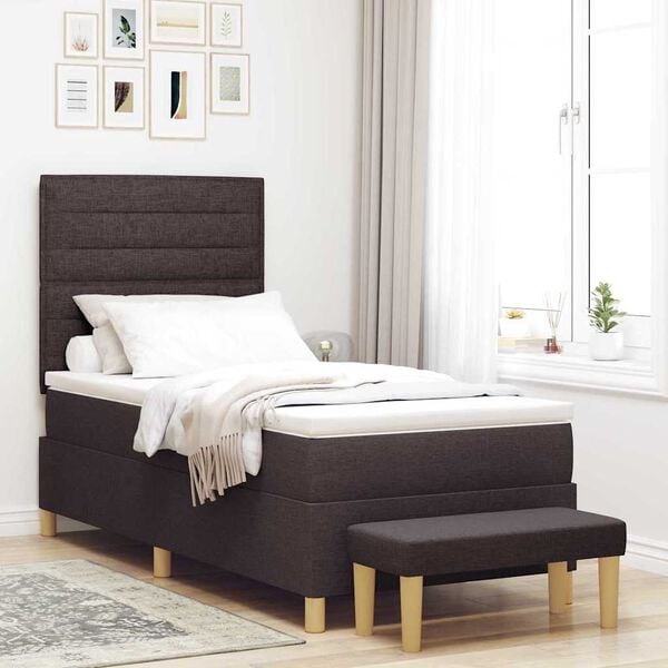 vidaXL Cama Box com colch&atilde;o Castanho escuro 80 x 200 cm tecido