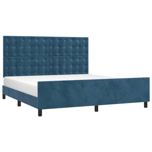 vidaXL Estrutura de cama sem colchão 160x200 cm veludo azul-escuro