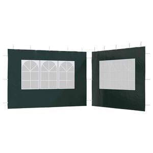 vidaXL Parede lateral com janela p/ tenda de festas 2 pcs PE verde